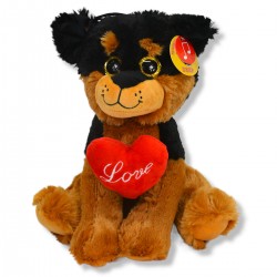 237802 PLUSZAK PLUSZOWY PIESEK Z SERCEM 25 CM WALENTYNKA