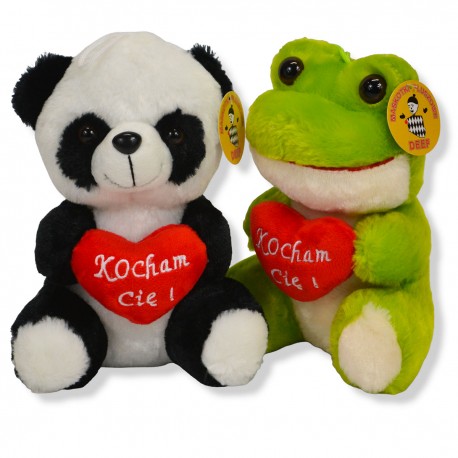 238076 PLUSZAK PANDA lub ŻABA Z SERCEM 20 CM WALENTYNKA