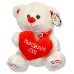 159250 PLUSZAK BIAŁY MIŚ Z SERCEM 25 CM WALENTYNKA