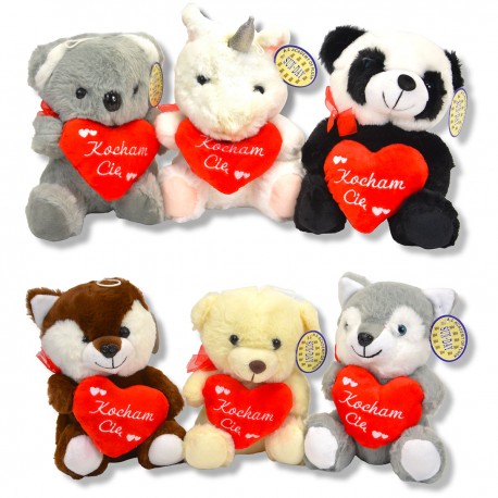162038 PLUSZOWE ZWIERZĘTA Z SERCEM 20 CM WALENTYNKA