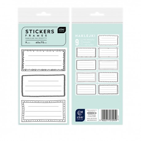 272959 NAKLEJKI NA ZESZYTY RAMKI 9 NAKLEJEK