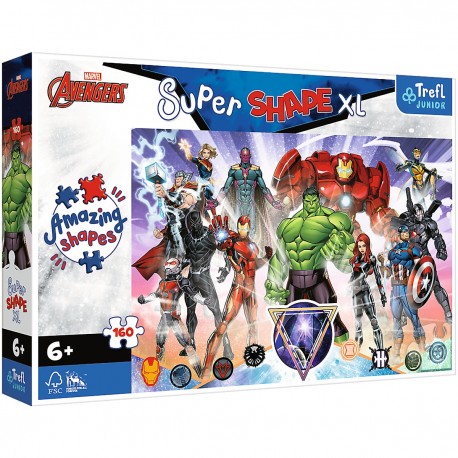 50023 TREFL PUZZLE 160el ODWAGA AVENGERS SUPER SHAPE XL