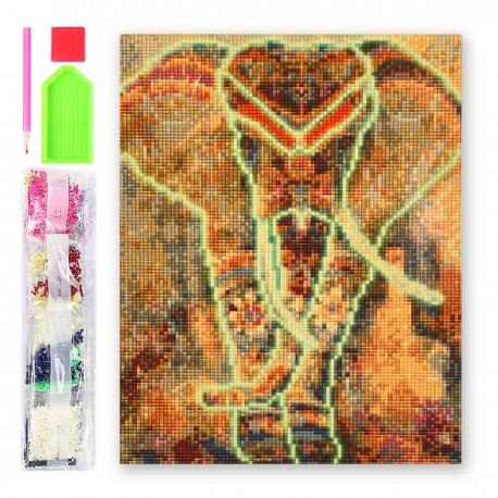 075970 HAFT DIAMENTOWY MOZAIKA 40x30 SŁOŃ ŚWIECI W CIEMNOŚCI