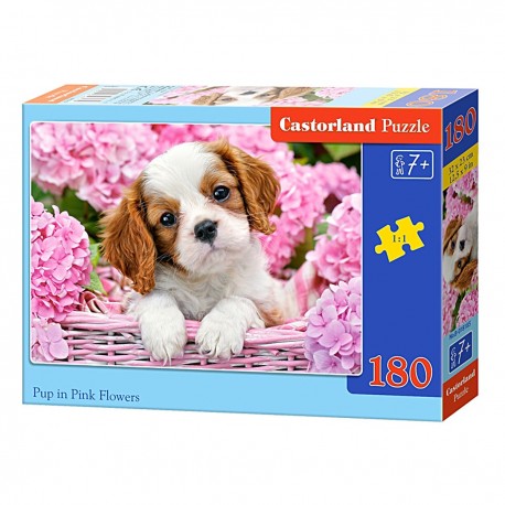 018185 CASTORLAND PUZZLE 180el SZCZENIAK W KWIATACH