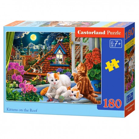018499 CASTORLAND PUZZLE 180el KOTKI NA DACHU