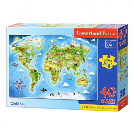 040117 CASTORLAND PUZZLE 40el MAPA ŚWIATA