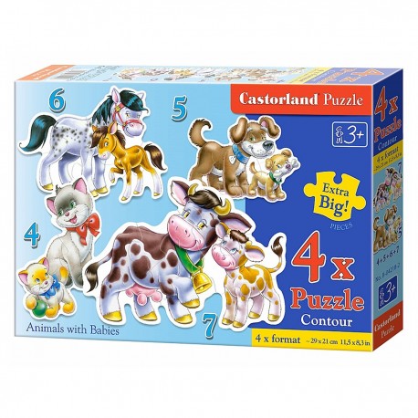 004218 CASTORLAND PUZZLE 4w1 ZWIERZĘTA Z DZIEĆMI