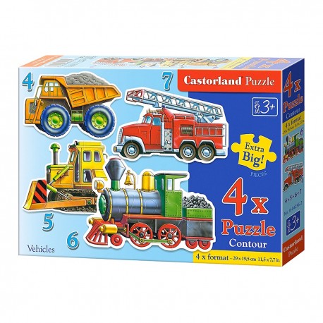 004256 CASTORLAND PUZZLE 4w1 POJAZDY