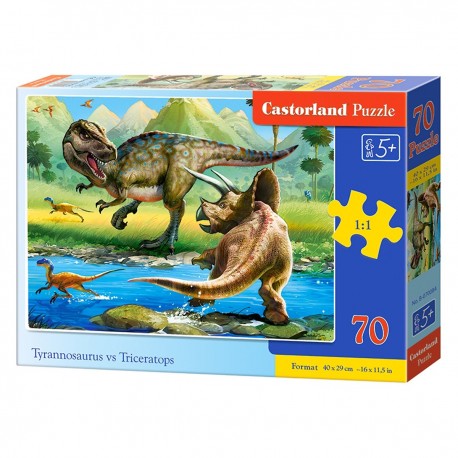 070084 CASTORLAND PUZZLE 70 EL TYRANNOSAURUS VS TRICERATOPS
