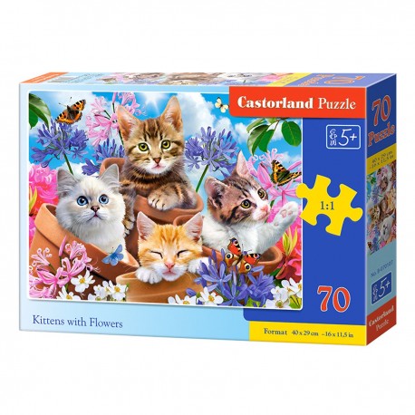 070107 CASTORLAND PUZZLE 70 EL KOTKI W KWIATKACH