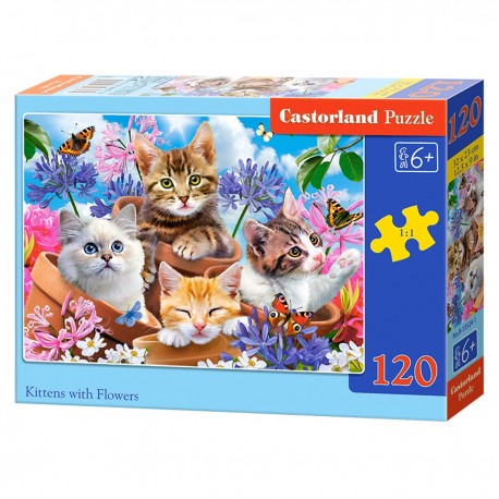 8013524 CASTORLAND PUZZLE 120 EL KOTKI W KWIATACH