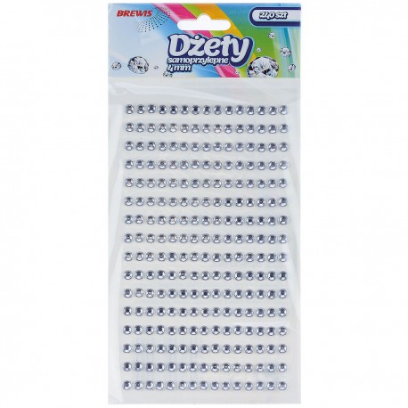 684424 DŻETY SAMOPRZYLEPNE - SREBRNY 4 mm 240 szt. BREWIS