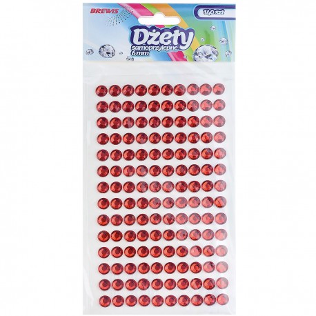 684493 DŻETY SAMOPRZYLEPNE - CZERWONY 6 mm 140 szt. BREWIS