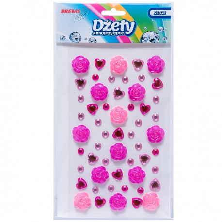 704189 DŻETY SAMOPRZYLEPNE - RÓŻA RÓŻOWE MIX 6-15 mm 55 szt. BREWIS