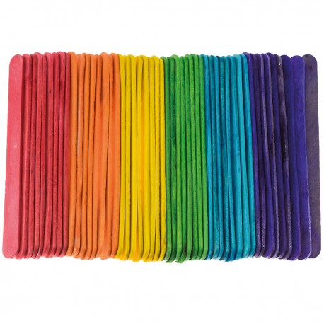 689726 PATYCZKI DREWNIANE KOLOROWE 11,4x1,5 cm 50 szt. BREWIS