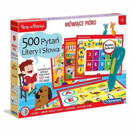507801 CLEMENTONI MÓWIĄCE PIÓRO 500 PYTAŃ LITERY I SŁOWA