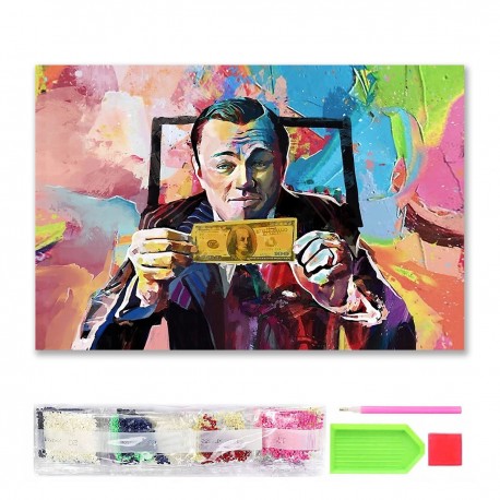 075987 HAFT DIAMENTOWY MOZAIKA 40x30 WILK ŚWIECI W CIEMNOŚCI