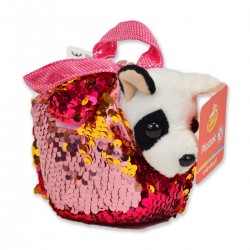 843854 PLUSZOWY PIES W CEKINOWEJ TOREBCE SP 13 CM