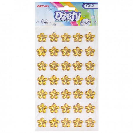 685612 DŻETY SAMOPRZYLEPNE ZŁOTE KWIATKI 6 mm 35 szt. BREWIS
