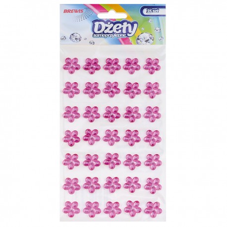 685636 DŻETY SAMOPRZYLEPNE RÓŻOWE KWIATKI 6 mm 35 szt. BREWIS