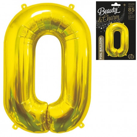180862 ZŁOTY BALON FOLIOWY CYFRA "0" B&C 85 cm GODAN