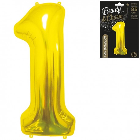 180909 ZŁOTY BALON FOLIOWY CYFRA "1" B&C 85 cm GODAN