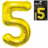 180985 ZŁOTY BALON FOLIOWY CYFRA "5" B&C 85 cm GODAN