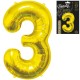 180947 ZŁOTY BALON FOLIOWY CYFRA "3" B&C 85 cm GODAN
