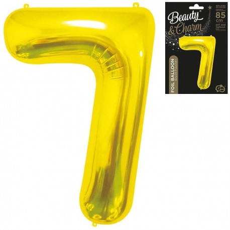 181029 ZŁOTY BALON FOLIOWY CYFRA "7" B&C 85 cm GODAN
