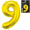 181067 ZŁOTY BALON FOLIOWY CYFRA "9" B&C 85 cm GODAN
