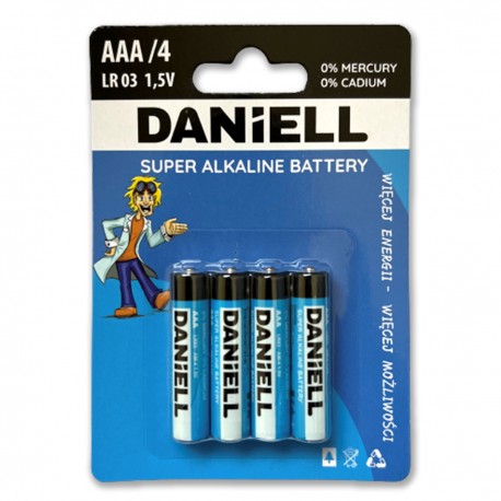 037126 BATERIA DANIELL SUPER AAA LR3 1,5V 4 SZT