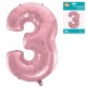 109252 RÓŻOWY BALON FOLIOWY CYFRA "3" 92 cm GODAN