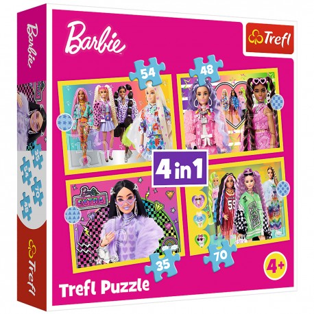 34626 TREFL PUZZLE 4w1 WESOŁY ŚWIAT BARBIE