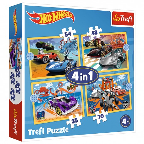 34627 TREFL PUZZLE 4w1 POJAZDY HOT WHEELS