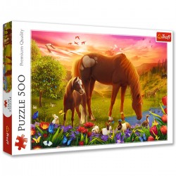 37451 TREFL PUZZLE 500 el. KONIE NA ŁĄCE