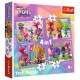 34622 TREFL PUZZLE 4w1 POJAZDY PRZYGODY KOLOROWYCH TROLLI 4+