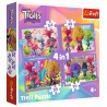 34622 TREFL PUZZLE 4w1 POJAZDY PRZYGODY KOLOROWYCH TROLLI 4+