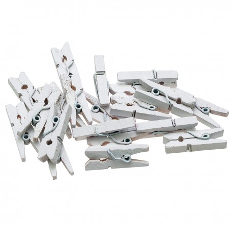 687975 KLAMERKI DREWNIANE SPINACZE BIAŁE 2,5 cm 20 szt. BREWIS