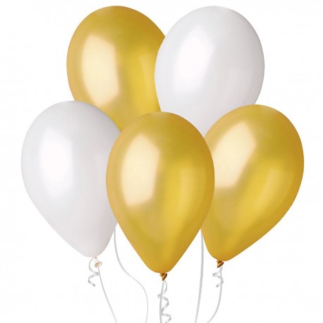 945416 BALONY ZŁOTE i PERŁOWE METALICZNE 26 cm 50 szt. GODAN