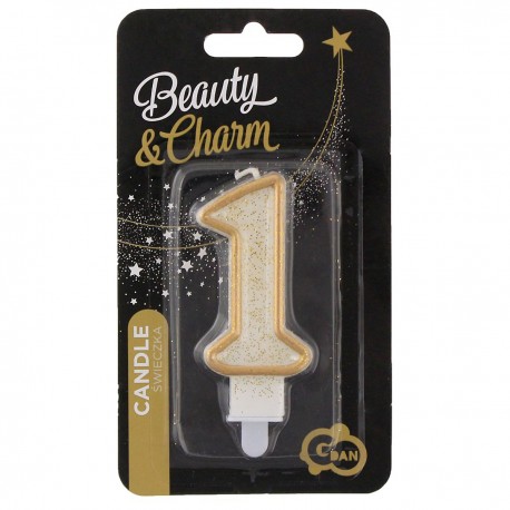 103724 ŚWIECZKA CYFRA 1 ZŁOTY KONTUR