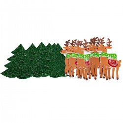 703243 NAKLEJKI Z PIANKI CHOINKI I RENIFERY 12 SZT. ŚWIĘTA BREWIS