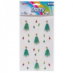 704073 DŻETY SAMOPRZYLEPNE CHOINKI + OZDOBY 24 szt. BREWIS