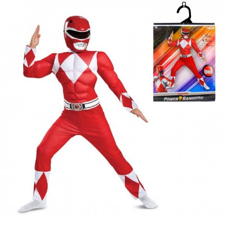 674056 STRÓJ KOSTIUM POWER RANGERS CZERWONY DELUXE 7-8 LAT GODAN