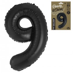 189087 BALONY FOLIOWY CYFRA 9 MATOWY CZARNY B&C 85 cm GODAN