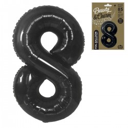 189063 BALONY FOLIOWY CYFRA 8 MATOWY CZARNY B&C 85 cm GODAN