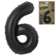 189025 BALONY FOLIOWY CYFRA 6 MATOWY CZARNY B&C 85 cm GODAN