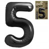 189001 BALON FOLIOWY CYFRA 5 MATOWY CZARNY B&C 85 cm GODAN