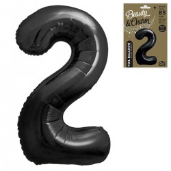 188943 BALONY FOLIOWY CYFRA 2 MATOWY CZARNY B&C 85 cm GODAN