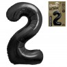 188943 BALON FOLIOWY CYFRA 2 MATOWY CZARNY B&C 85 cm GODAN