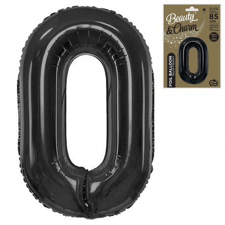 188752 BALONY FOLIOWY CYFRA 0 MATOWY CZARNY B&C 85 cm GODAN